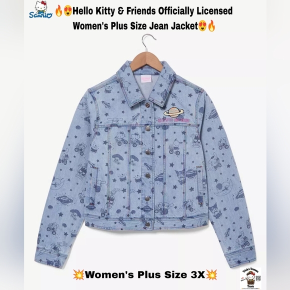 Hello Kitty Other - Hello Kitty & Friends Women's Plus Size Jean Jacket (Size 3X)